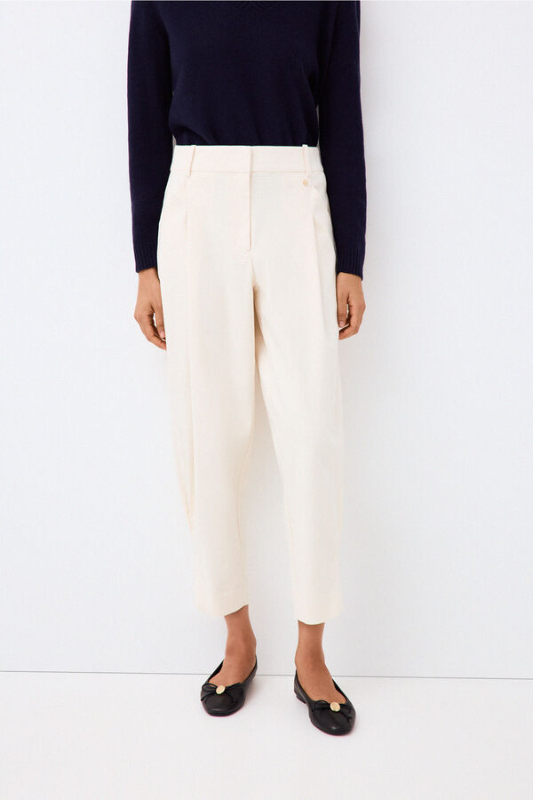 Pedro del Hierro Pleated trousers Ecru