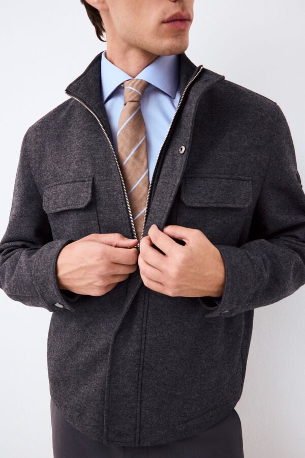 Pedro del Hierro Wool blend knit jacket Grey