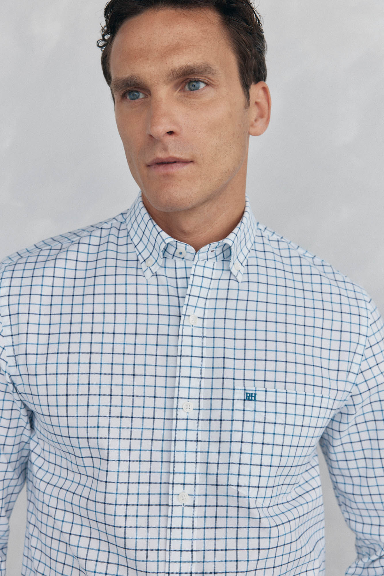 Pedro del Hierro Checked non-iron Oxford shirt