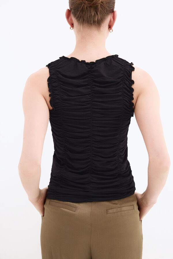 Pedro del Hierro T-shirt sem manga drapeada Preto