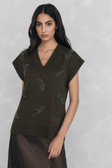 Pedro del Hierro V jersey-knit with embroidered rhinestones Green