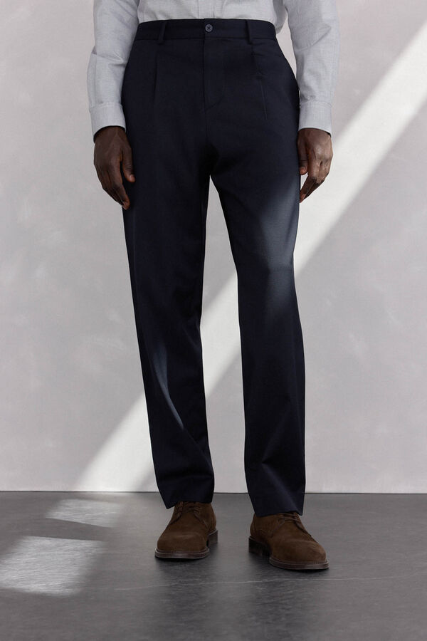 Pedro del Hierro wool pleated trousers Blue