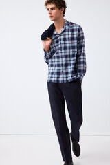 Pedro del Hierro Plaid camp collar shirt Blue