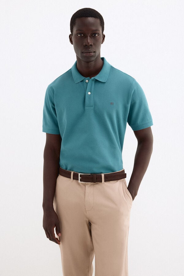 Pedro del Hierro Basic piqu&eacute; polo shirt Turquoise