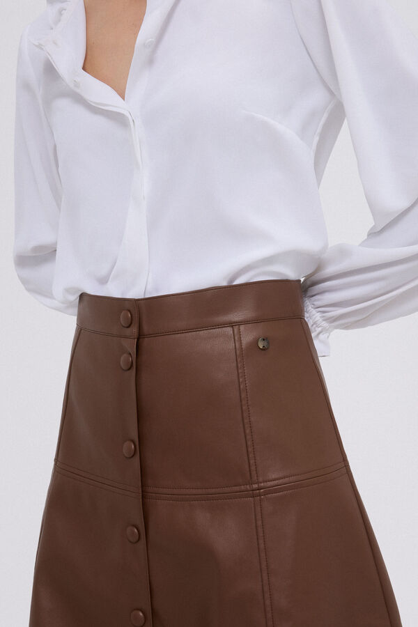 Pedro del Hierro leather effect flared skirt Brown