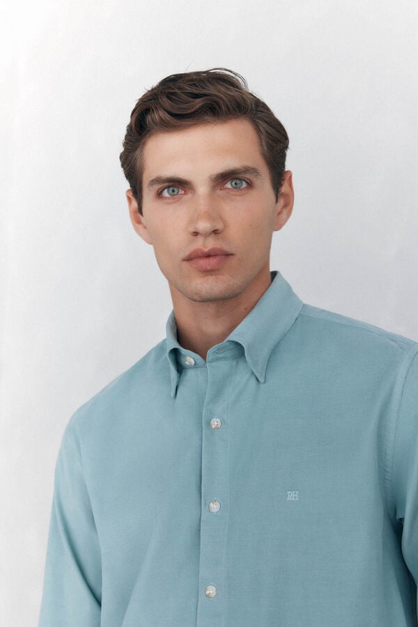 Pedro del Hierro Soft corduroy shirt Green