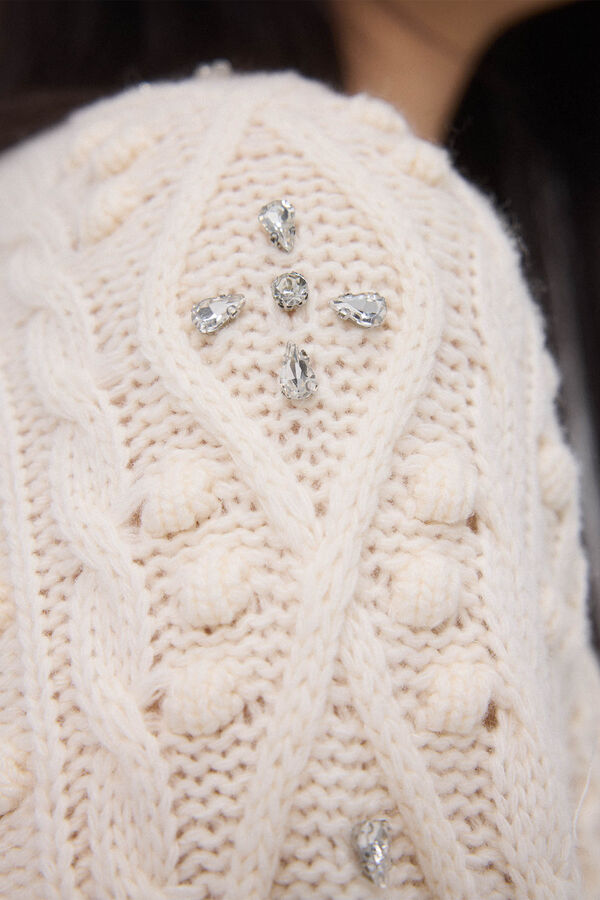 Pedro del Hierro Beaded cross-knit jacket Beige