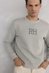 Pedro del Hierro Technical fabric crew neck sweatshirt Grey