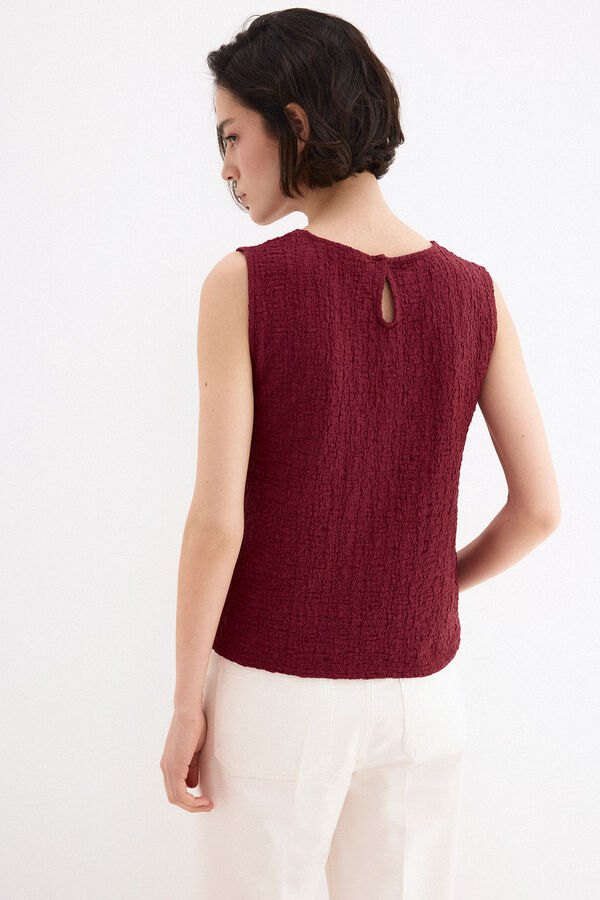 Pedro del Hierro Top sem mangas em tecido enrugado Bordeaux