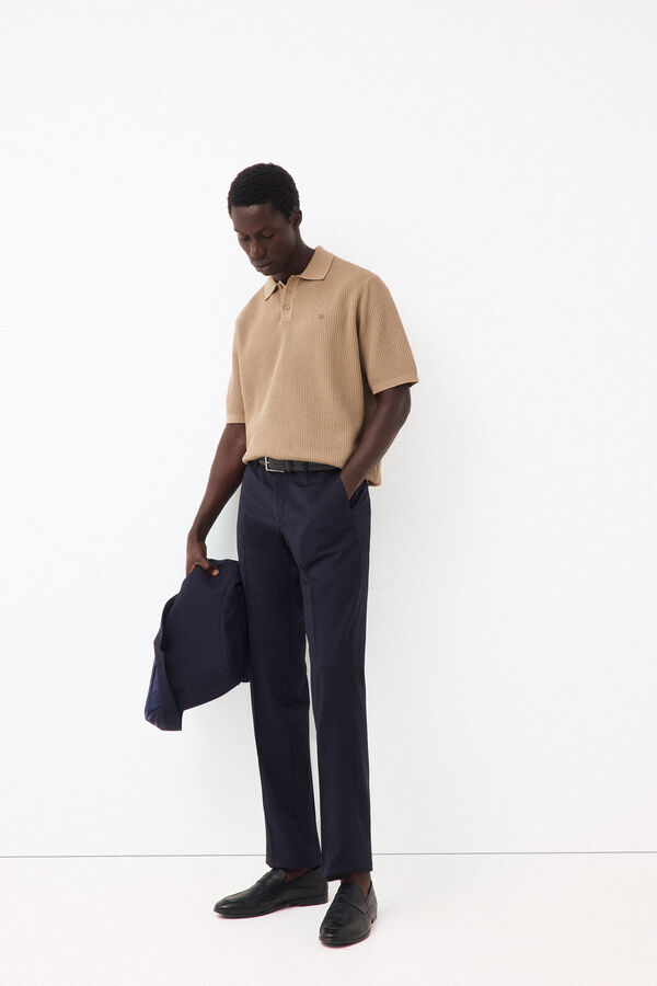 Pedro del Hierro Polo de malha premium de manga curta Beige