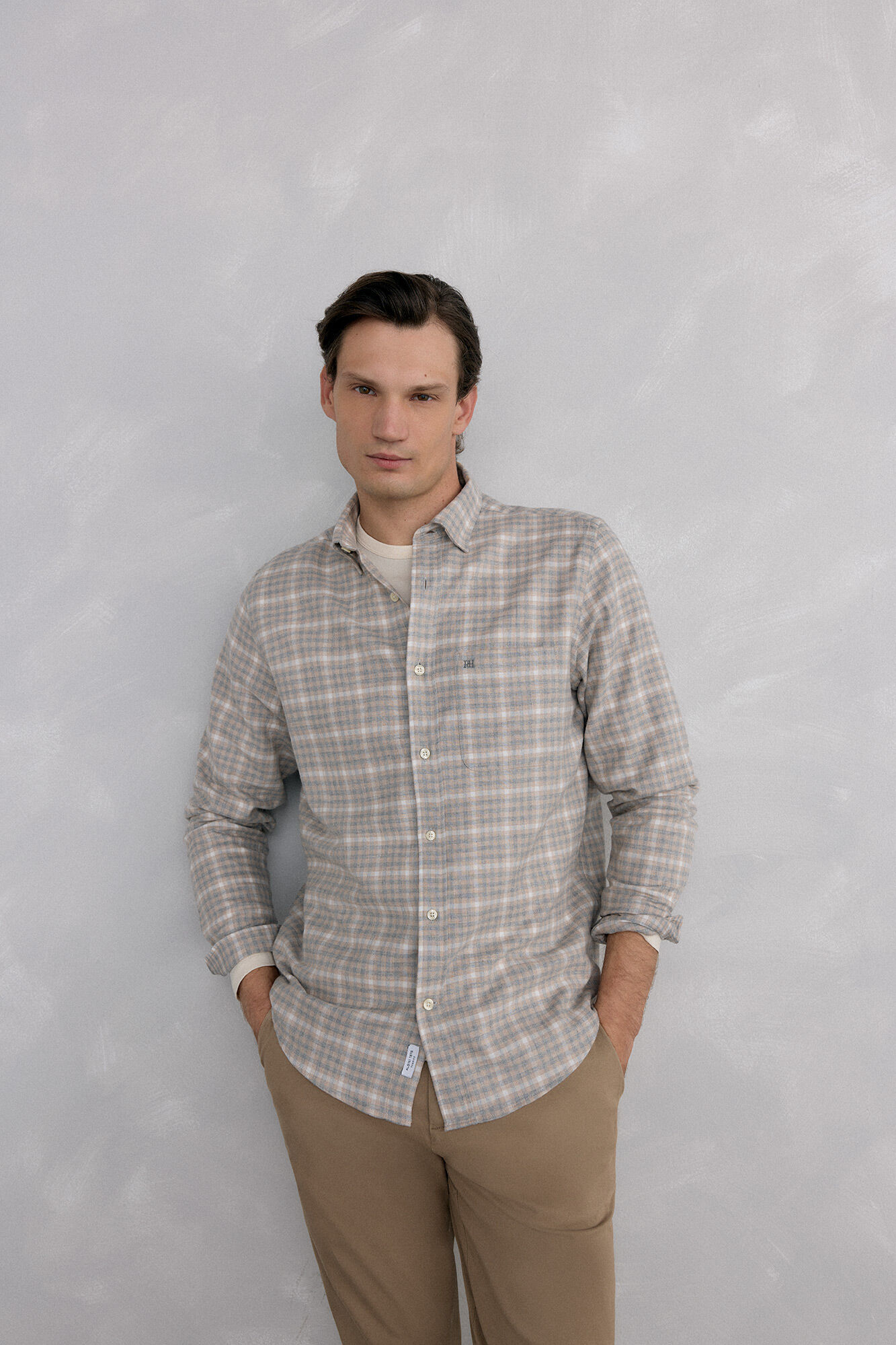 Pedro del Hierro Checkered flannel shirt Italian fabric