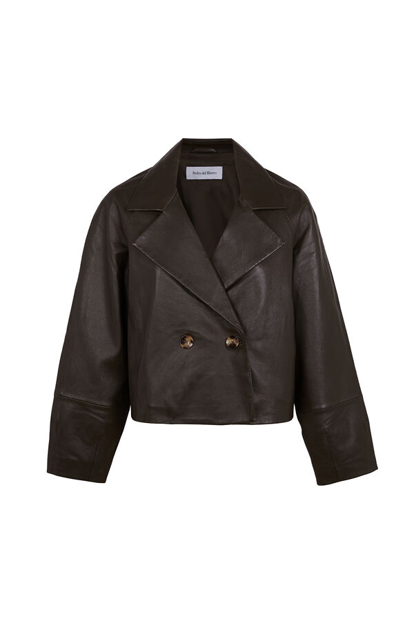 Pedro del Hierro Leather jacket Green