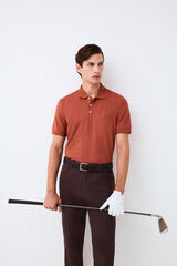 Pedro del Hierro Plain jacquard collar polo shirt Orange
