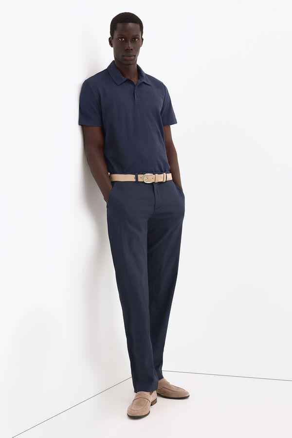 Pedro del Hierro Regular fit textured chinos Blue