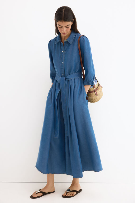 Vestido camisero en calidad tenzel denim