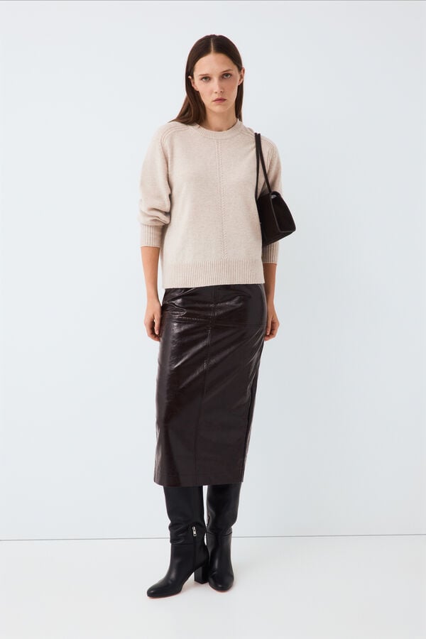 Pedro del Hierro Jumper with central seam and detachable neck Beige