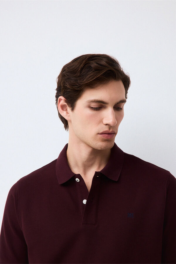 Pedro del Hierro Piqu&eacute; basic polo shirt Burgundy