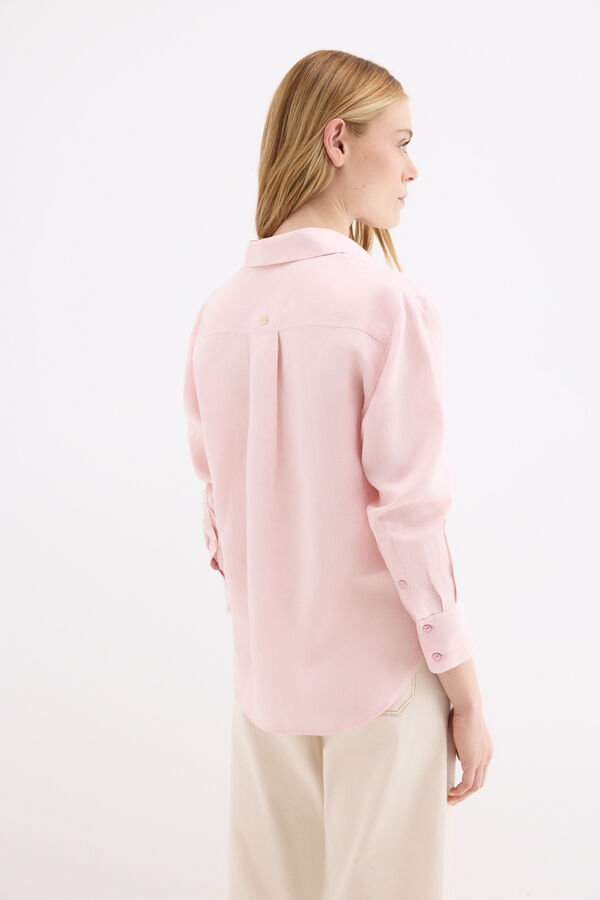 Pedro del Hierro Camisa manga comprida em linho Rosa