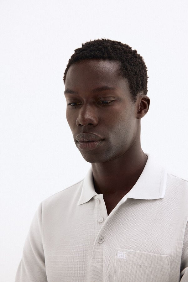 Pedro del Hierro Textured polo shirt Grey