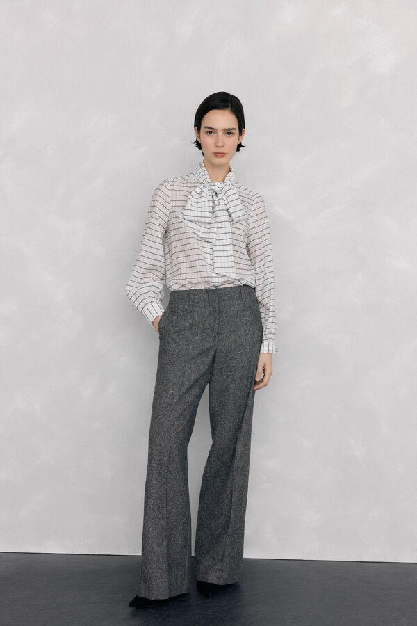 Pedro del Hierro Camisa cuadros lazada Marfil