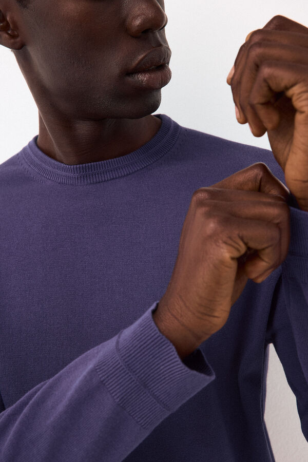 Pedro del Hierro Fine knit premium cotton jumper Blue