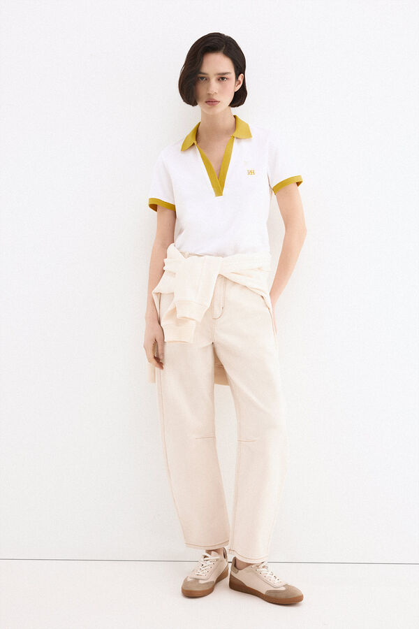 Pedro del Hierro Short sleeve contrast polo shirt Yellow