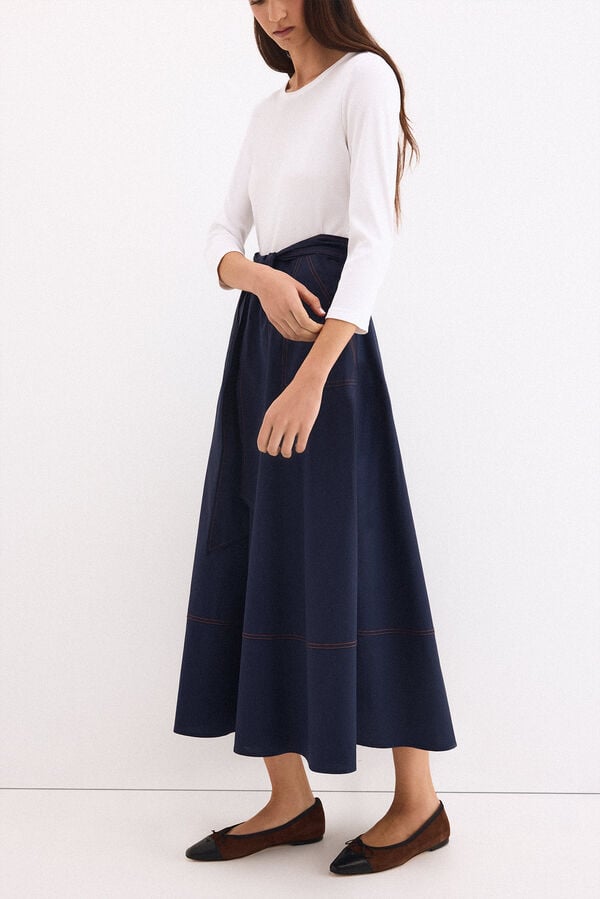 Pedro del Hierro Combined circular poplin skirt dress Blue