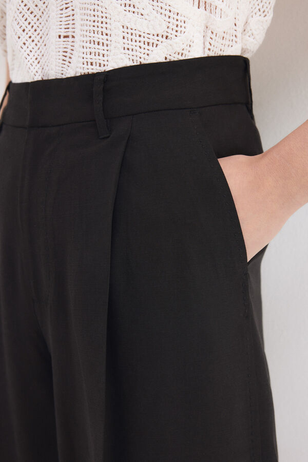 Pedro del Hierro Bermuda larga lino Negro