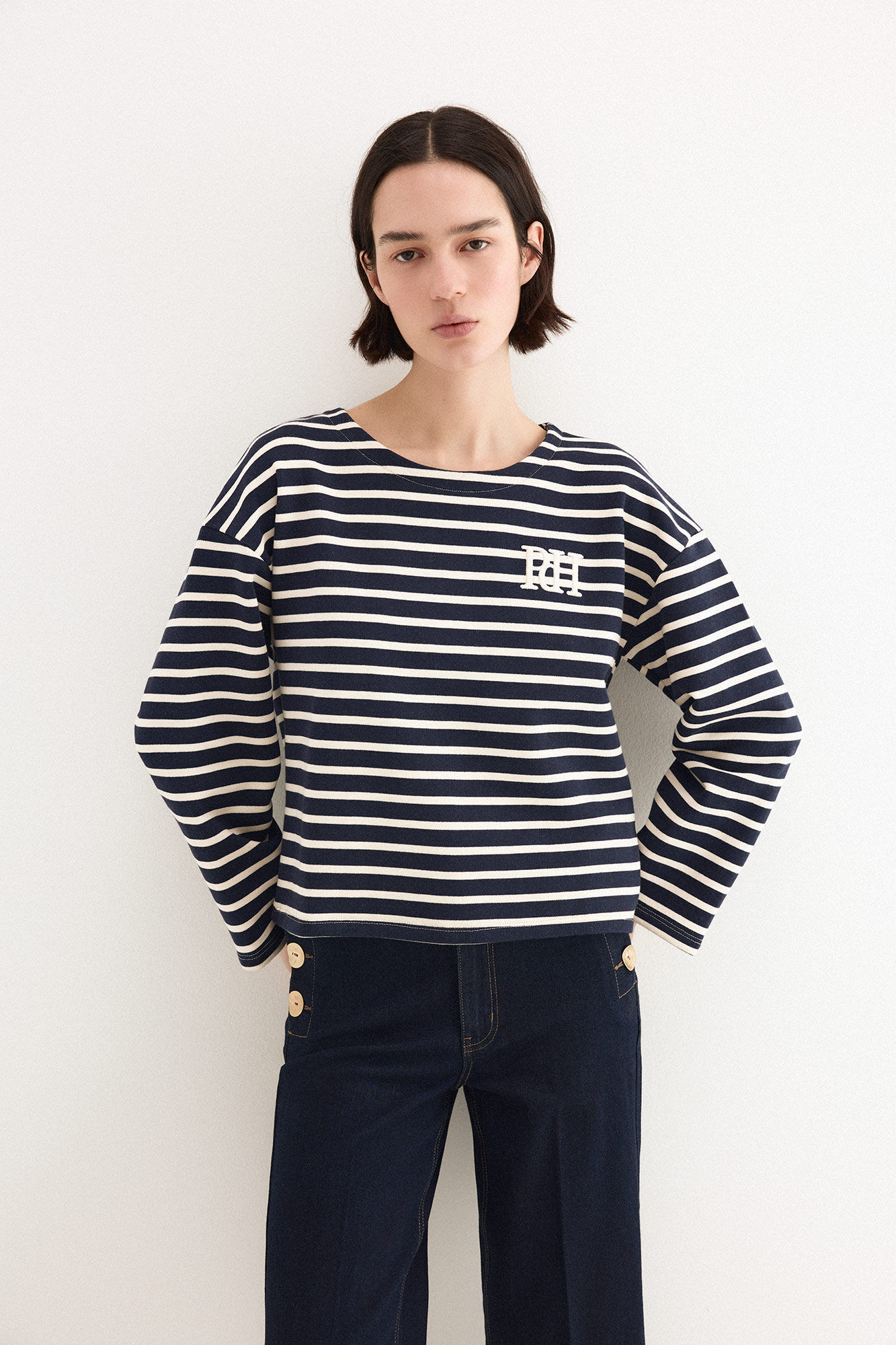 Pedro del Hierro Striped pdh logo sweatshirt