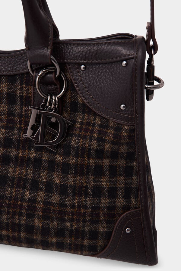 Pedro del Hierro Plaid medium handbag Brown
