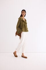Pedro del Hierro Plain ruffled blouse Green
