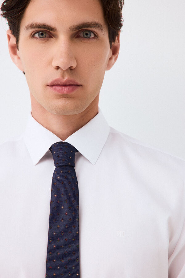 Pedro del Hierro Plain non-iron + anti-stain slim fit dress shirt White