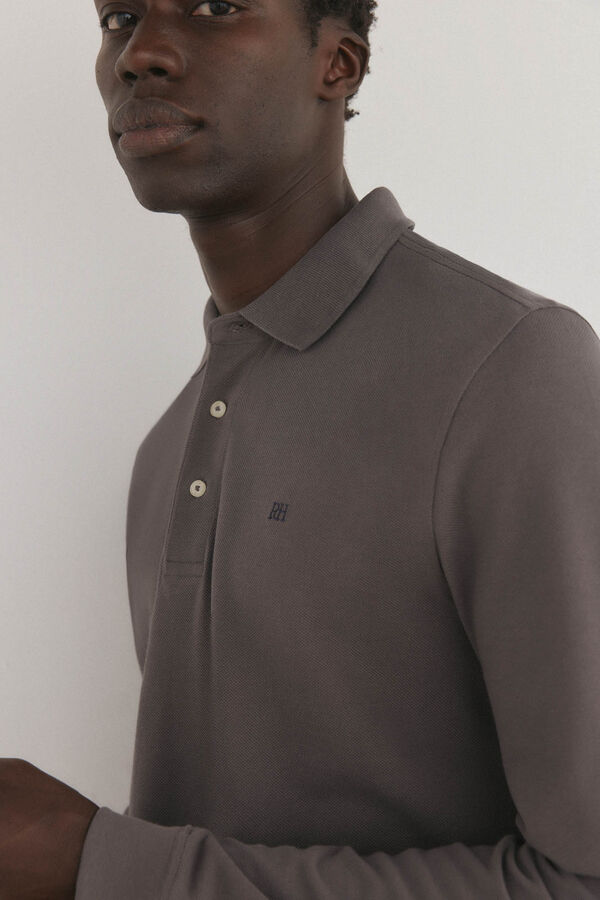Pedro del Hierro Essential long-sleeved polo shirt Grey