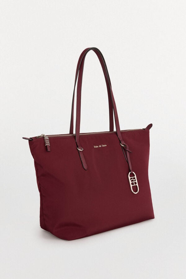 Pedro del Hierro Bolsa de compras de nylon com fecho-éclair Bordeaux