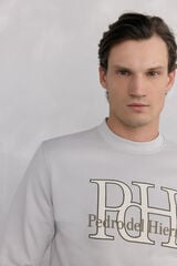 Pedro del Hierro Sweatshirt logo gola caixa Cizento
