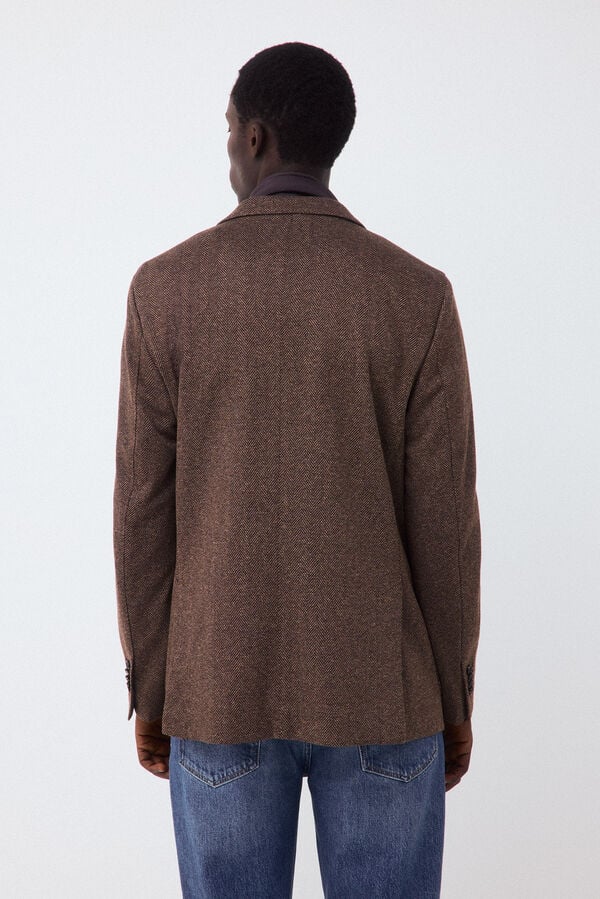 Pedro del Hierro Herringbone knit blazer Brown