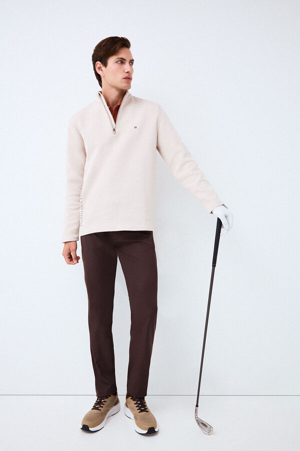Pedro del Hierro Sweatshirt t&eacute;cnica de golfe gola camionista Beige