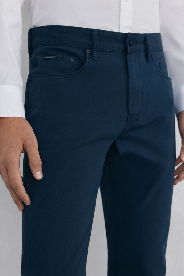 Pedro del Hierro Coloured slim fit 5-pocket trousers. Blue