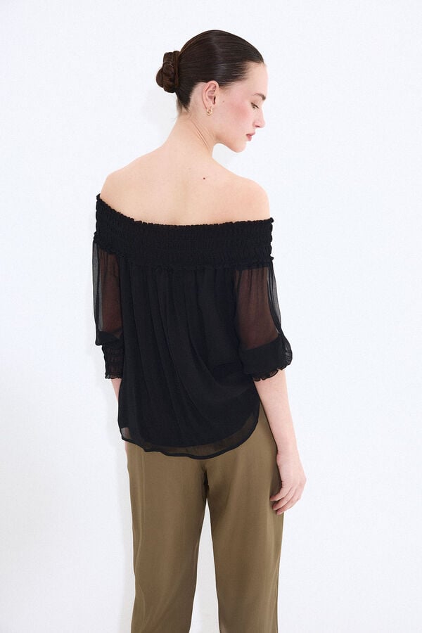 Pedro del Hierro Gummed chiffon blouse Black
