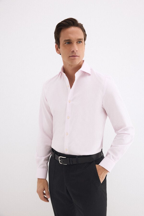 Pedro del Hierro Plain non-iron stain-resistant dress shirt Pink