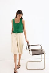 Pedro del Hierro Linen long Bermuda shorts Beige