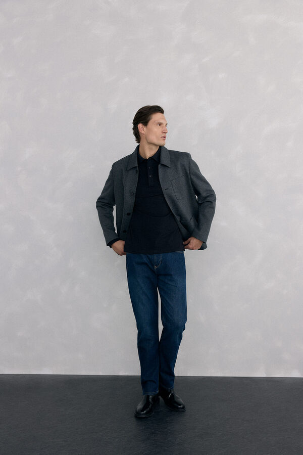 Pedro del Hierro Basic long sleeve polo shirt Black