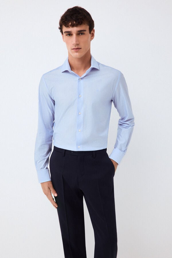 Pedro del Hierro Striped jersey-knit shirt Blue