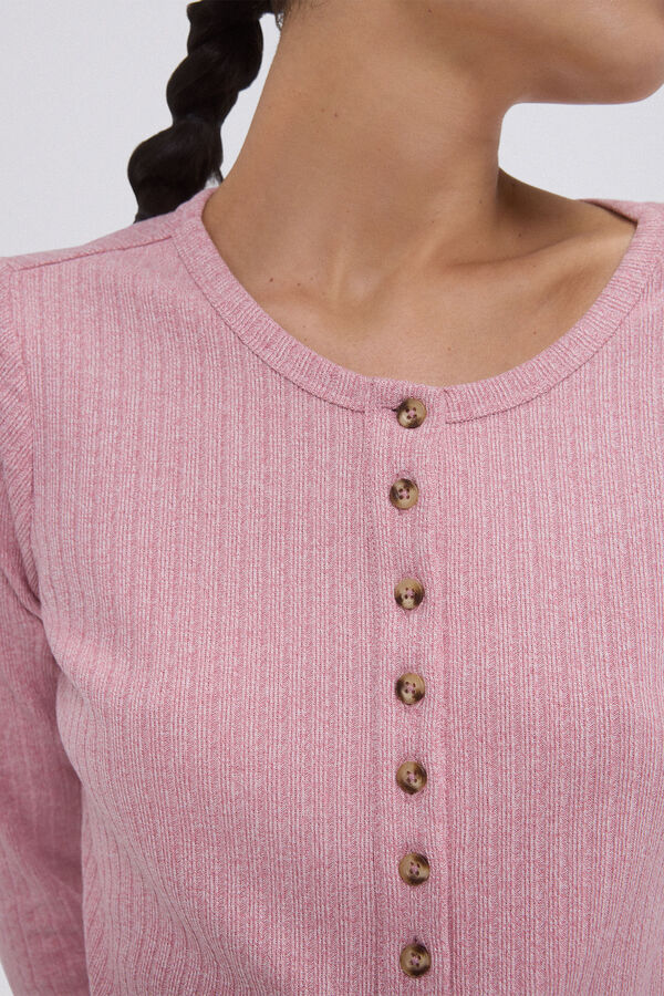 Pedro del Hierro Long sleeve ribbed t-shirt Pink