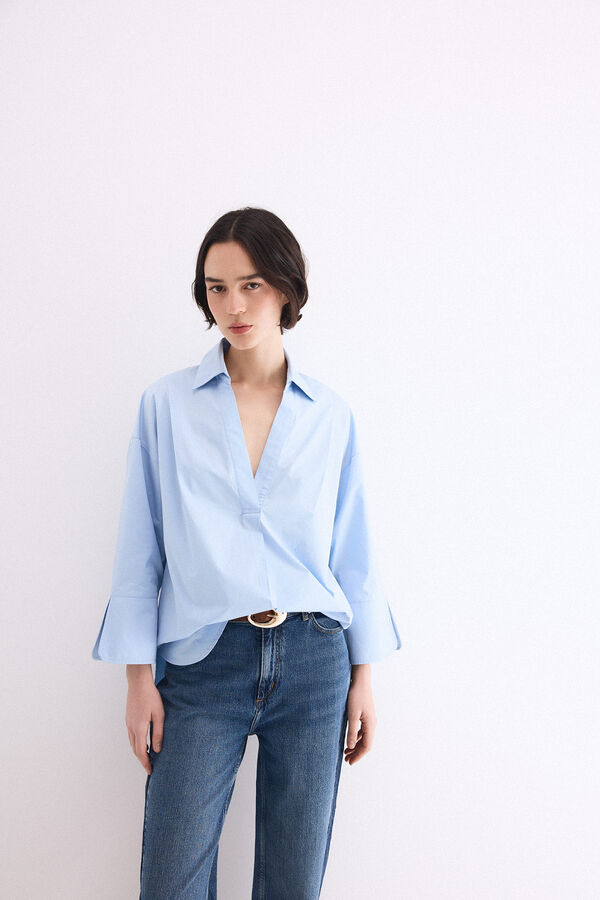 Pedro del Hierro Loose plain shirt Blue
