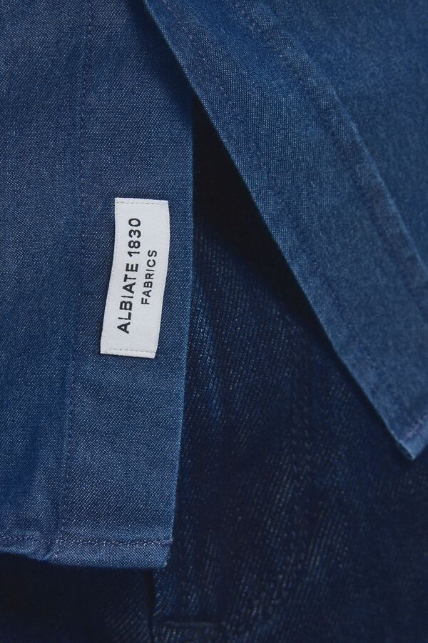 Pedro del Hierro Camisa denim tejido italiano Azul