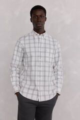 Pedro del Hierro Brushed Oxford Check Shirt Grey
