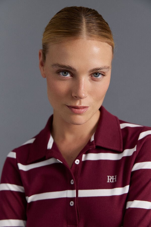 Pedro del Hierro Technical striped golf polo shirt Orange