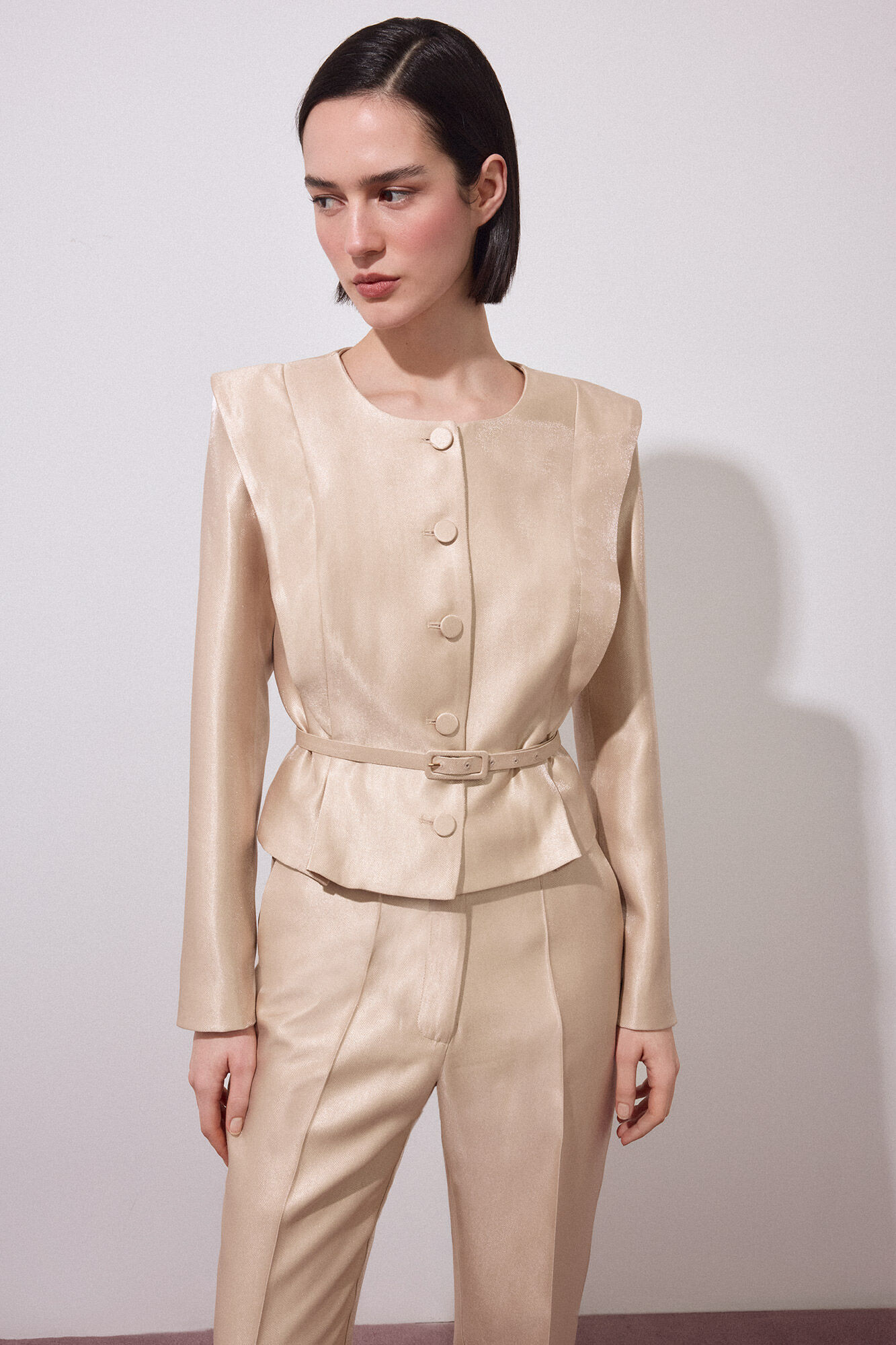 Pedro del Hierro Gold with belt blazer