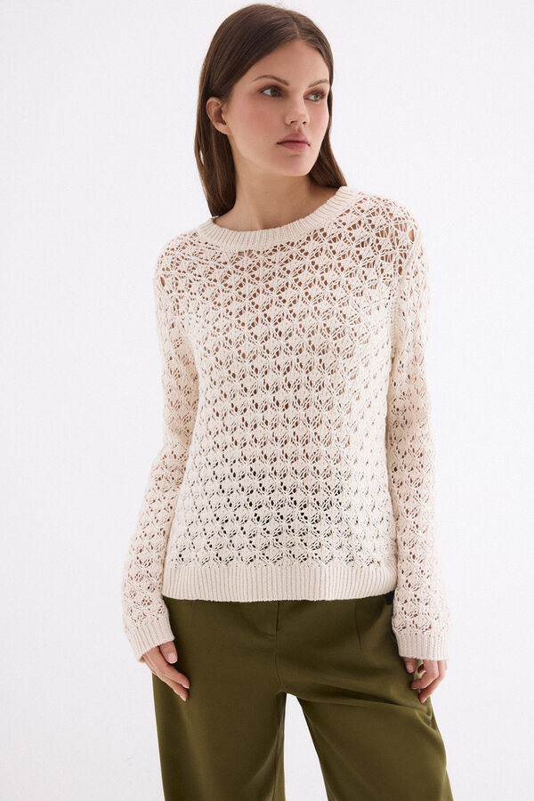 Pedro del Hierro Textured openwork knit top Ecru